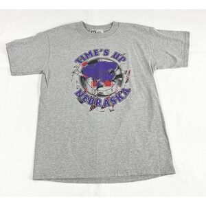 Vintage 90s N Zone K-State Wildcats vs Nebraska Huskers T-Shirt Grey Medium